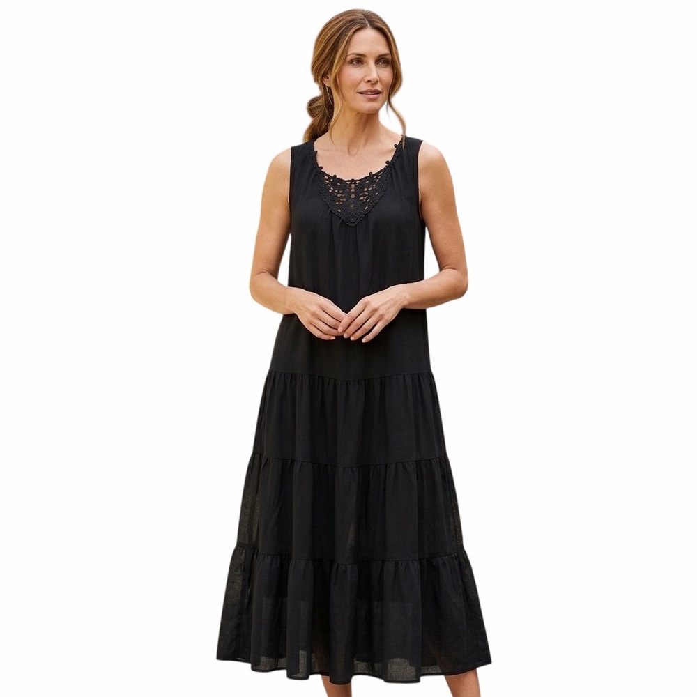 Max Studio London Elegant Black Maxi Oversized Dress S (Fit M-L)